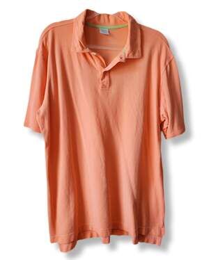 Women Collared Greens Organic Cotton Orange Polo Shirt Top XL Preppy Classic USA